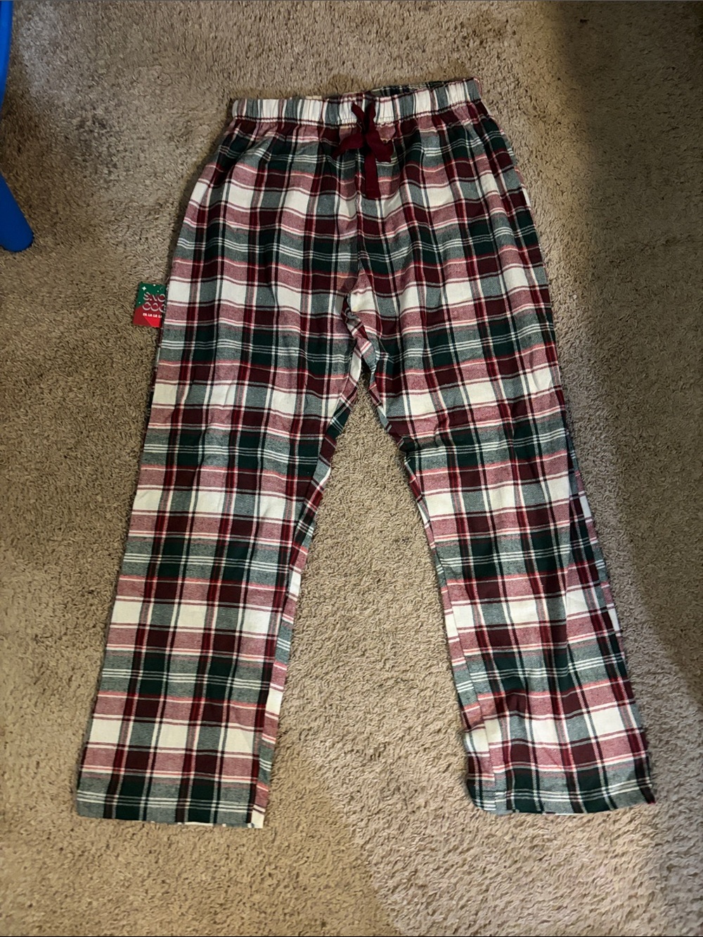 Maroon Green Flannel Christmas PJ Pants